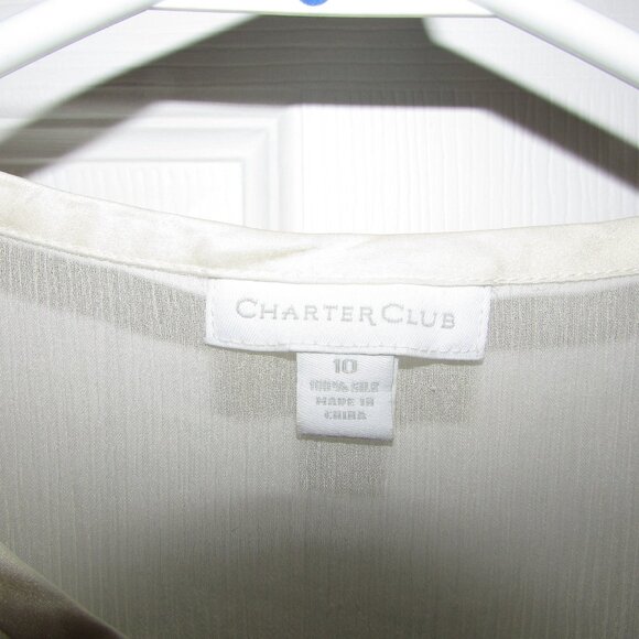CHARTER CLUB 100% Silk Sheer Blouse - Sz 10 - Picture 3 of 10